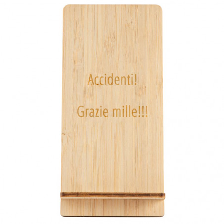 Porta smartphone in legno inciso