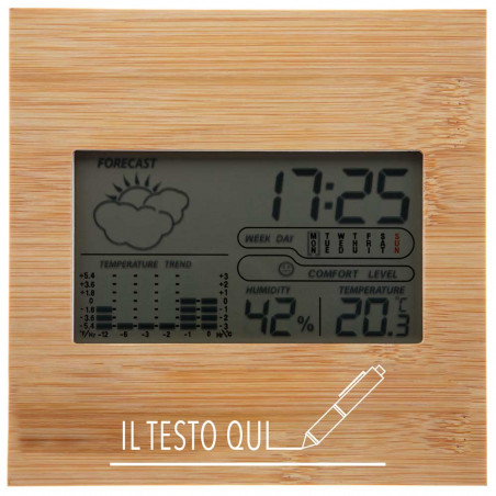 Stazione meteo in legno incisione testo Stazione meteo in legno incisione testo