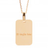 Collana rettangolare in oro placcato con testo inciso