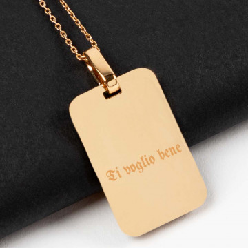 18k oro placcato rettangolo collana incisa foto e testo