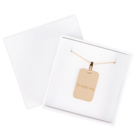 Pendente rettangolare in oro placcato con testo inciso