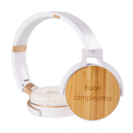 Casco Bluetooth musica legno inciso Casco Bluetooth musica legno inciso