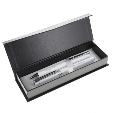 Set 2 penne bianche incise testo personalizzato