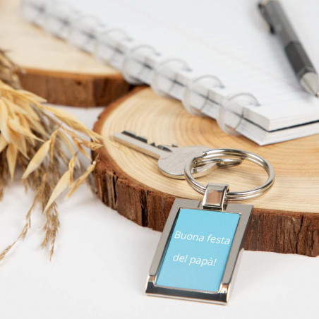 Portachiavi in metallo rettangolo con foto