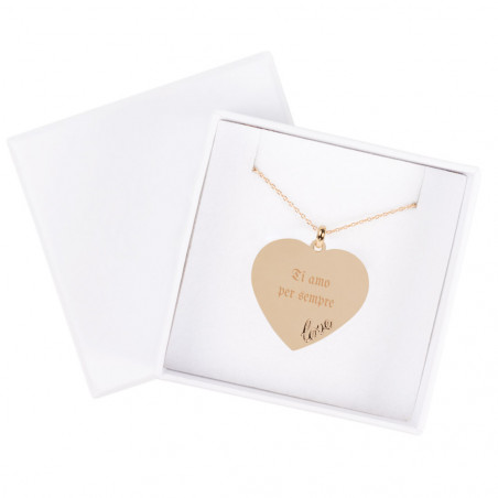 Ciondolo cuore amore placcato oro 18 carati inciso Ciondolo cuore amore placcato oro 18 carati inciso