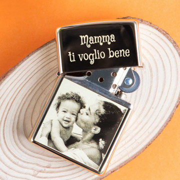 Accendino zippo dorato personalizzato con incisione