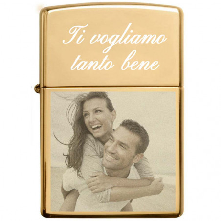 Cerniera dorata con incisione fotografica Cerniera dorata con incisione fotografica