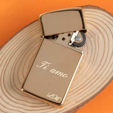 Accendino Zippo slim in ottone inciso | Zippo personalizzato
