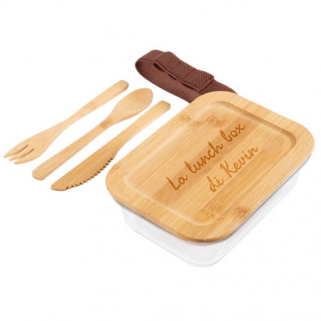 Scatola da pranzo in vetro bambù personalizzato Scatola da pranzo in vetro bambù personalizzato