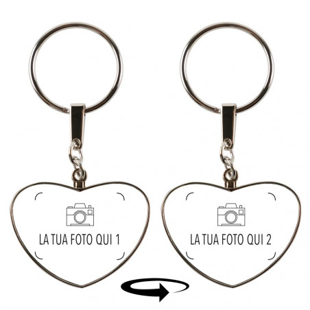 porta chiave a forma di cuore con due foto