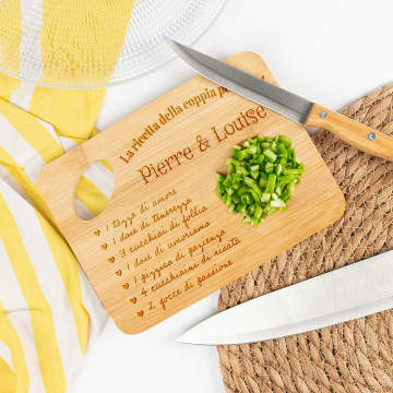 Tagliere in Bambù Personalizzato - Ricetta della Coppia, Idea Regalo Romantica