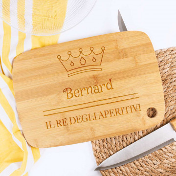 Tagliere Personalizzato in Bambù - Motivo "Il Re dell’Aperitivo"