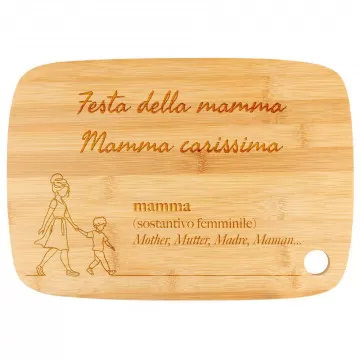 Tagliere mamma personalizzato in bambù con incisione