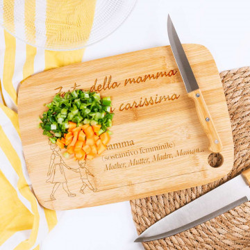 Tagliere Personalizzato in Bambù - Motivo "Mamma", Regalo Speciale