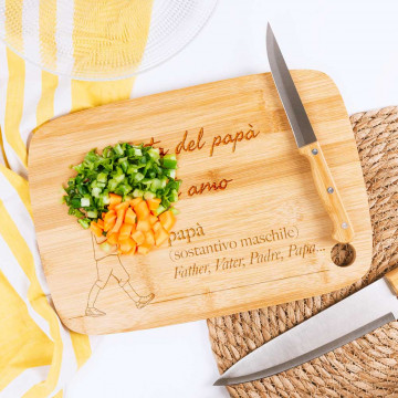 Tagliere Personalizzato in Bambù - Motivo "Papà", Idea Regalo Speciale