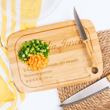 Tagliere Personalizzato in Bambù - Motivo "Miglior Ristorante", Idea Regalo