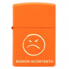 Design originale o incisione di testo su zippo arancione
