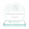 Telaio rotondo in vetro inciso con base