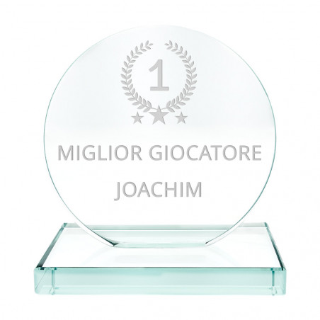 Trofeo rotondo in vetro inciso Trofeo rotondo in vetro inciso