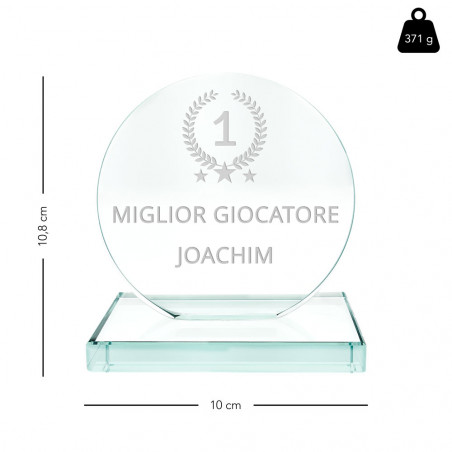 Dimensione del trofeo rotondo di vetro Dimensione del trofeo rotondo di vetro