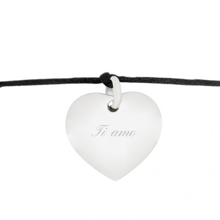 Bracciale a cuore argento personalizzato nero