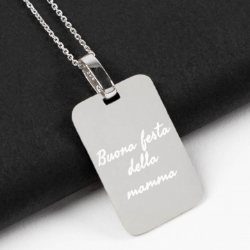 Collana rettangolare in argento inciso