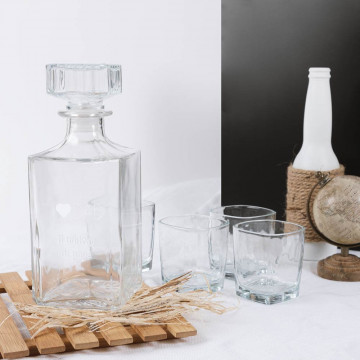 Servizio Whisky personalizzato: caraffa e 4 bicchieri da whisky