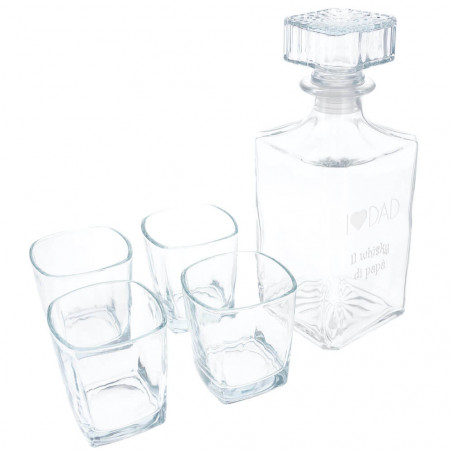 Carafe e 4 bicchieri Whisky incisi