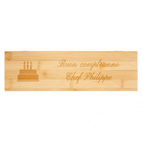 Incisione personalizzata su scatola di bambù