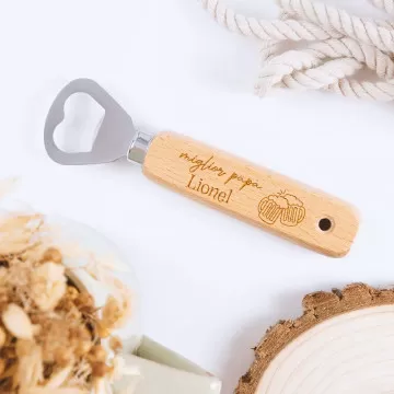 Apribottiglie Personalizzato in Legno - Design "Super Papà e Birra"