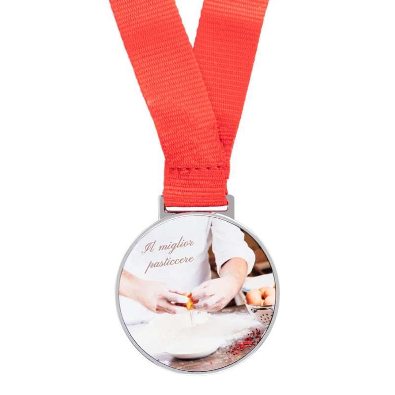 Medaglia sport d'argento foto personalizzata