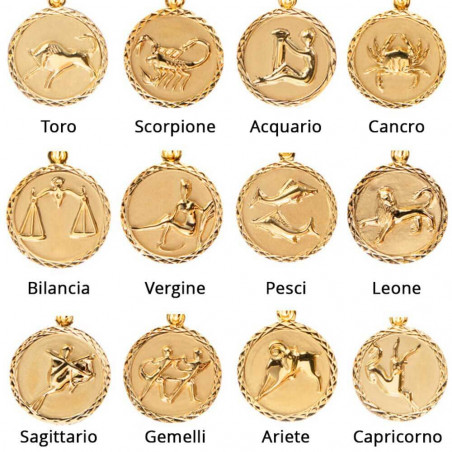 Segno di medaglione placcato oro dello zodiaco Segno di medaglione placcato oro dello zodiaco