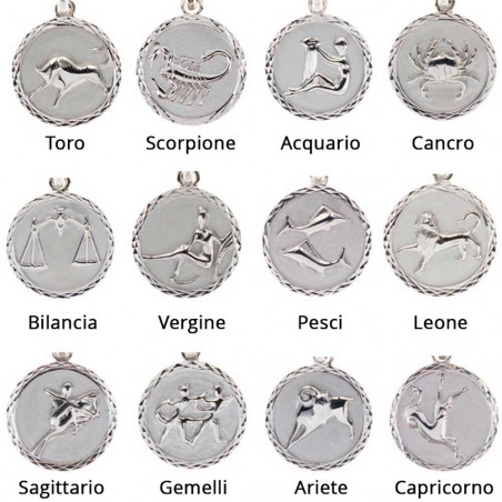 Medaglione segni zodiaco argento per personalizzare
