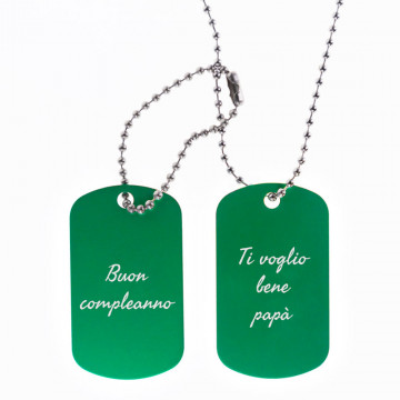 Doppia targhetta verde personalizzata con incisione