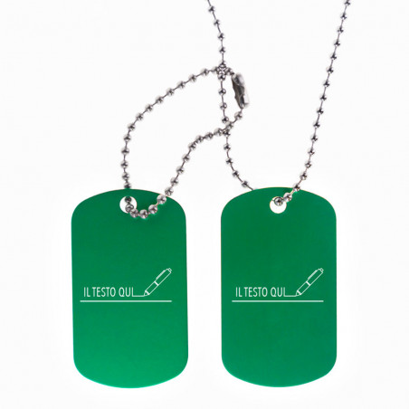 Cane tag doppio verde con incisione di testo Cane tag doppio verde con incisione di testo