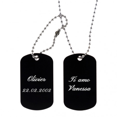 Cane tag doppio nero personalizzabile Cane tag doppio nero personalizzabile