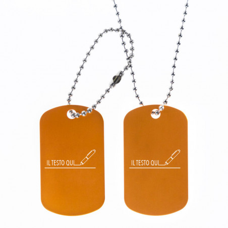 Piastra militare doppio caramello testo incisione Piastra militare doppio caramello testo incisione