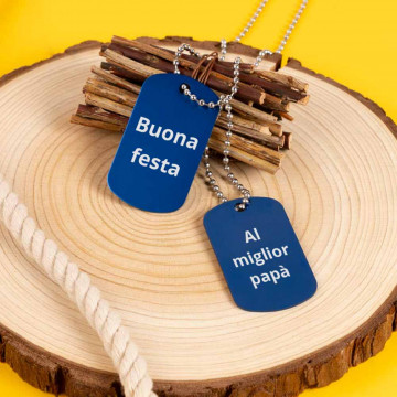 Targhetta per cani doppia blu personalizzata con incisione del testo