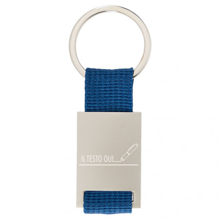 Portachiavi in metallo e tessuto colorato personalizzato con incisione di testo