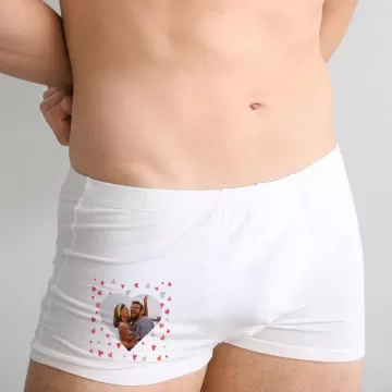Boxer Personalizzato con Foto e Cuori | Regalo Romantico per Coppie