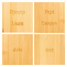 Set di 4 sottobicchieri in legno incisi