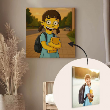 Quadro personalizzato cartoon TV giallo | Foto effetto cartone animato