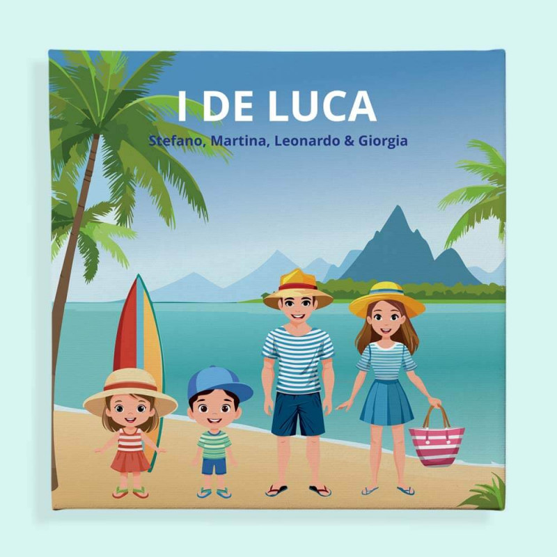 Quadro famiglia in spiaggia