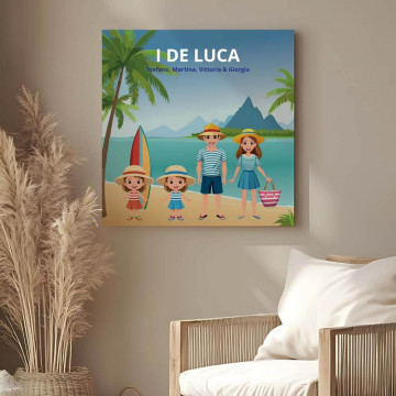 Quadro Personalizzato Famiglia in Spiaggia – Ricordo d’Estate