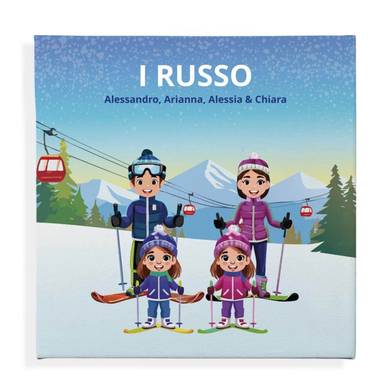 Quadro Personalizzato Famiglia sulla Neve