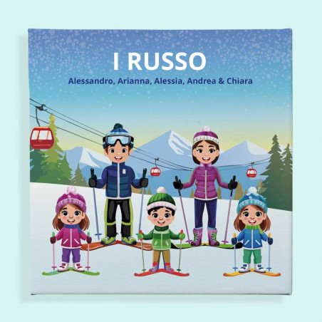 Quadro Personalizzato Famiglia sulla Neve Quadro Personalizzato Famiglia sulla Neve