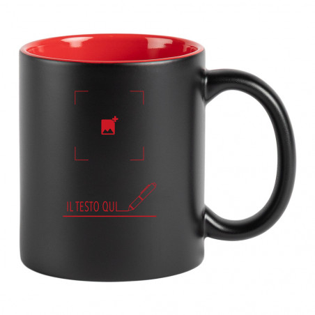 Il tuo testo inciso rosso su tazza nera Il tuo testo inciso rosso su tazza nera