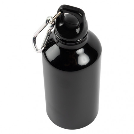 Borraccia in alluminio nero con moschettone Borraccia in alluminio nero con moschettone