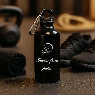 Bottiglia nera lucida con incisione