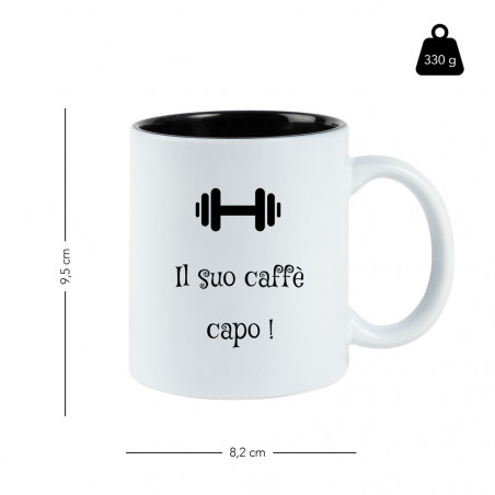 Tazza di testo incisa bianca e nera Tazza di testo incisa bianca e nera